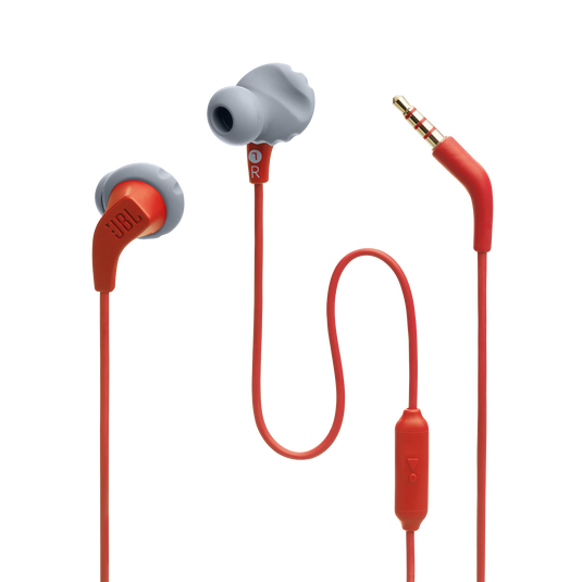 JBL Endurance Run 2 Wired - Coral Orange - Waterproof Wired Sports In-Ear Headphones - Detailshot 4 image number null